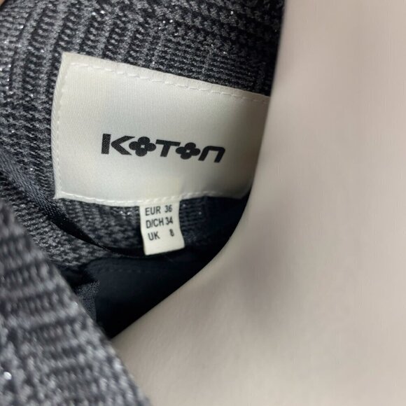 KOTON Slim fit Checked Academia Preppy Office Grey Black Blazer Jacket sz 36 - Picture 8 of 11